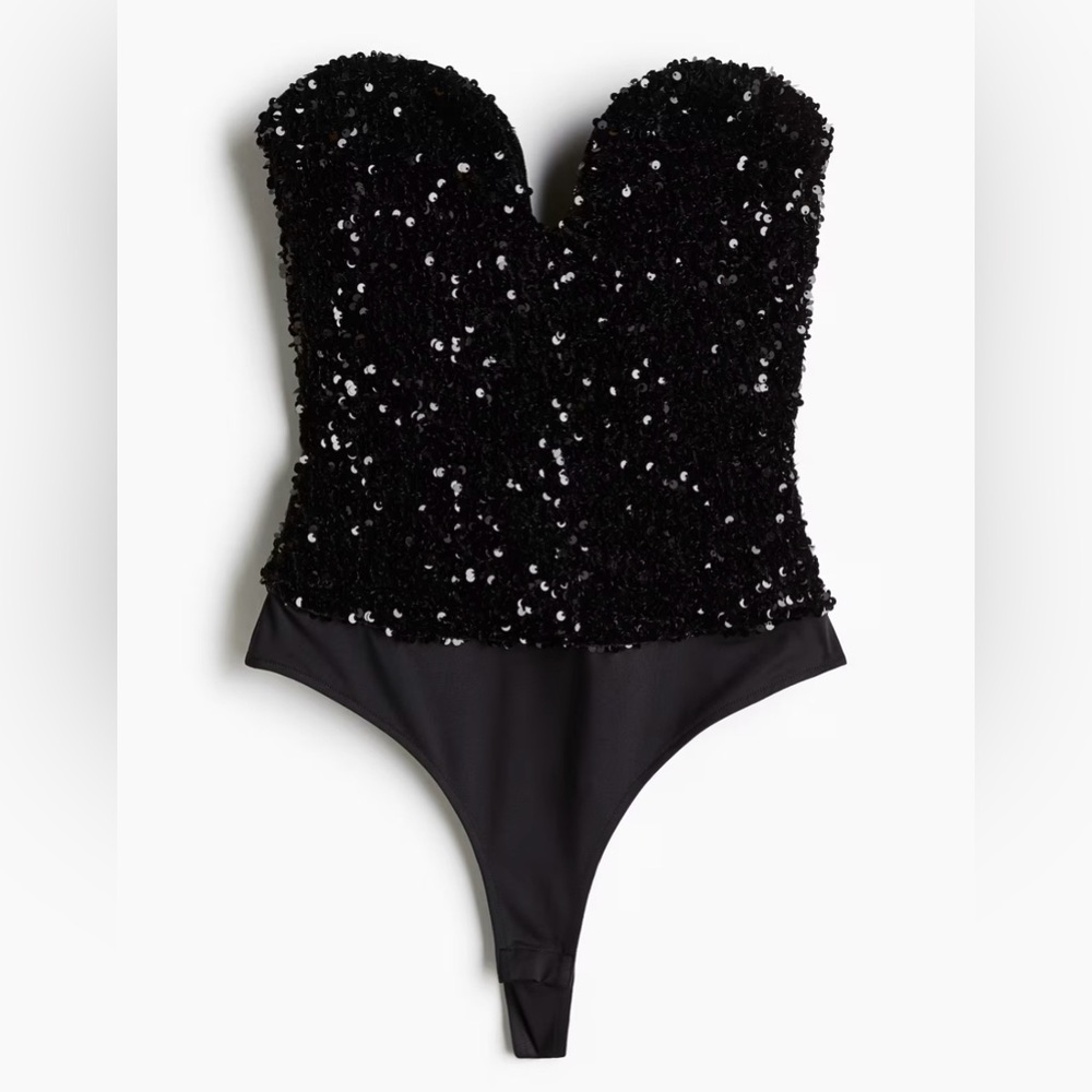 H&M Black Sequin Bodysuit